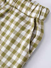 Green Plaid Fish Embroidered Smocked Boys Set