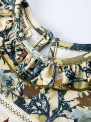 Camo Duck Smocked Bow Ruffle Sleeves Girls Dress