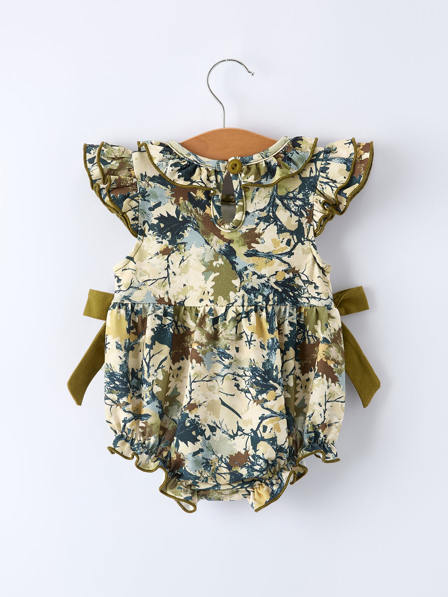 PREORDER Duck Smocking Embroidery Baby Girls Camouflage Romper