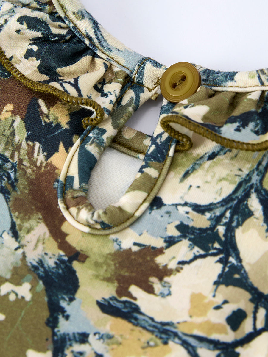 PREORDER Duck Smocking Embroidery Baby Girls Camouflage Romper