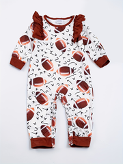 Autumn/Winter Baby Girl Football Print Long-Sleeved Romper