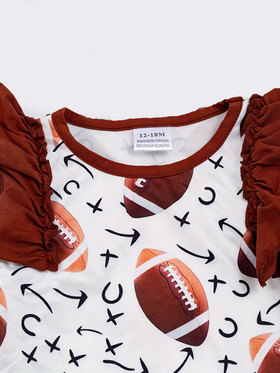 Autumn/Winter Baby Girl Football Print Long-Sleeved Romper
