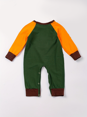 Fall Thanksgiving Turkey Embroidery Baby Boy Romper