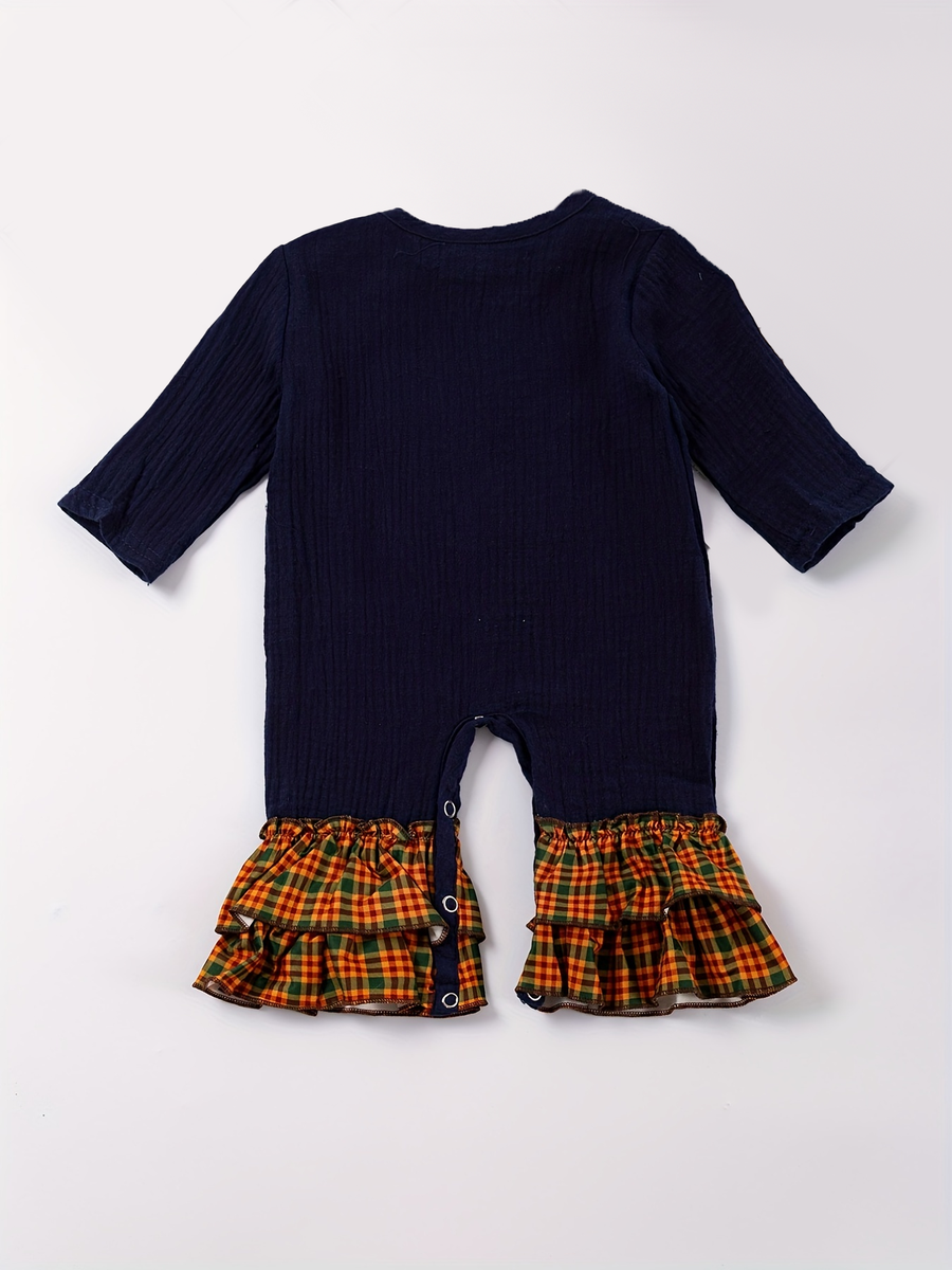 Fall Thanksgiving Turkey Embroidered Baby Girl  Romper