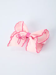 Bow Embroidered Girls Hairpin 4.1 Inches