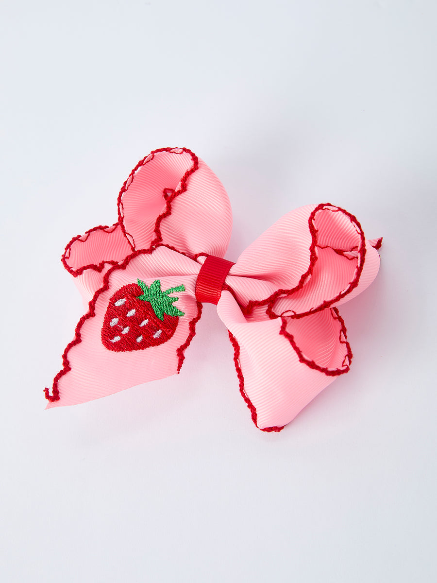 Strawberry Embroidered Girls Hairpin 4 Inches
