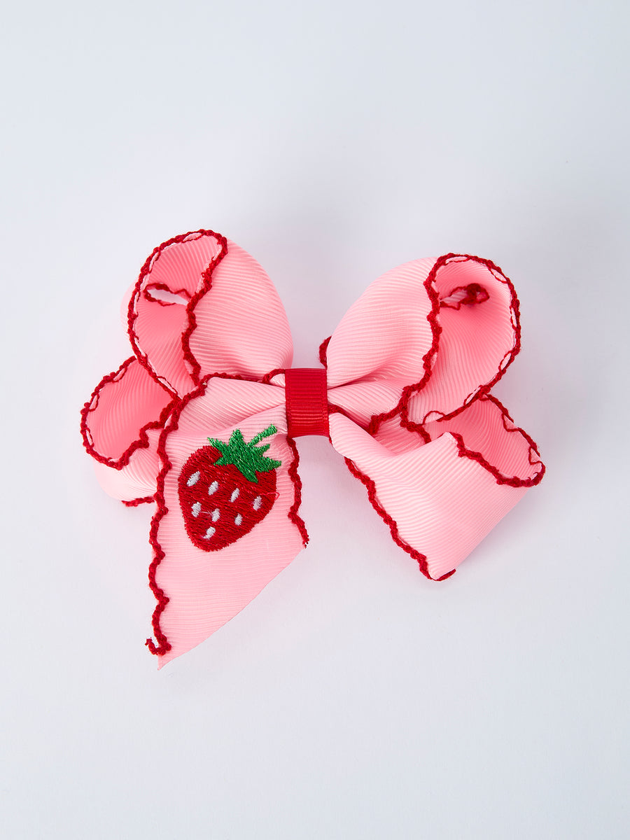 Strawberry Embroidered Girls Hairpin 4 Inches