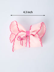 Bow Embroidered Girls Hairpin 4.1 Inches