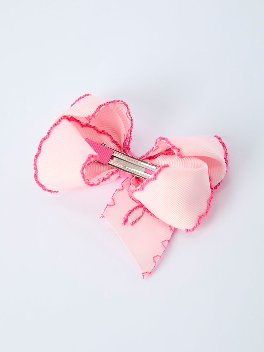 Bow Embroidered Girls Hairpin 4.1 Inches