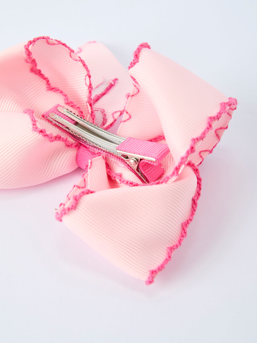 Bow Embroidered Girls Hairpin 4.1 Inches