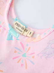 Spring Pink Theme Park Print Girls Twirl Dress