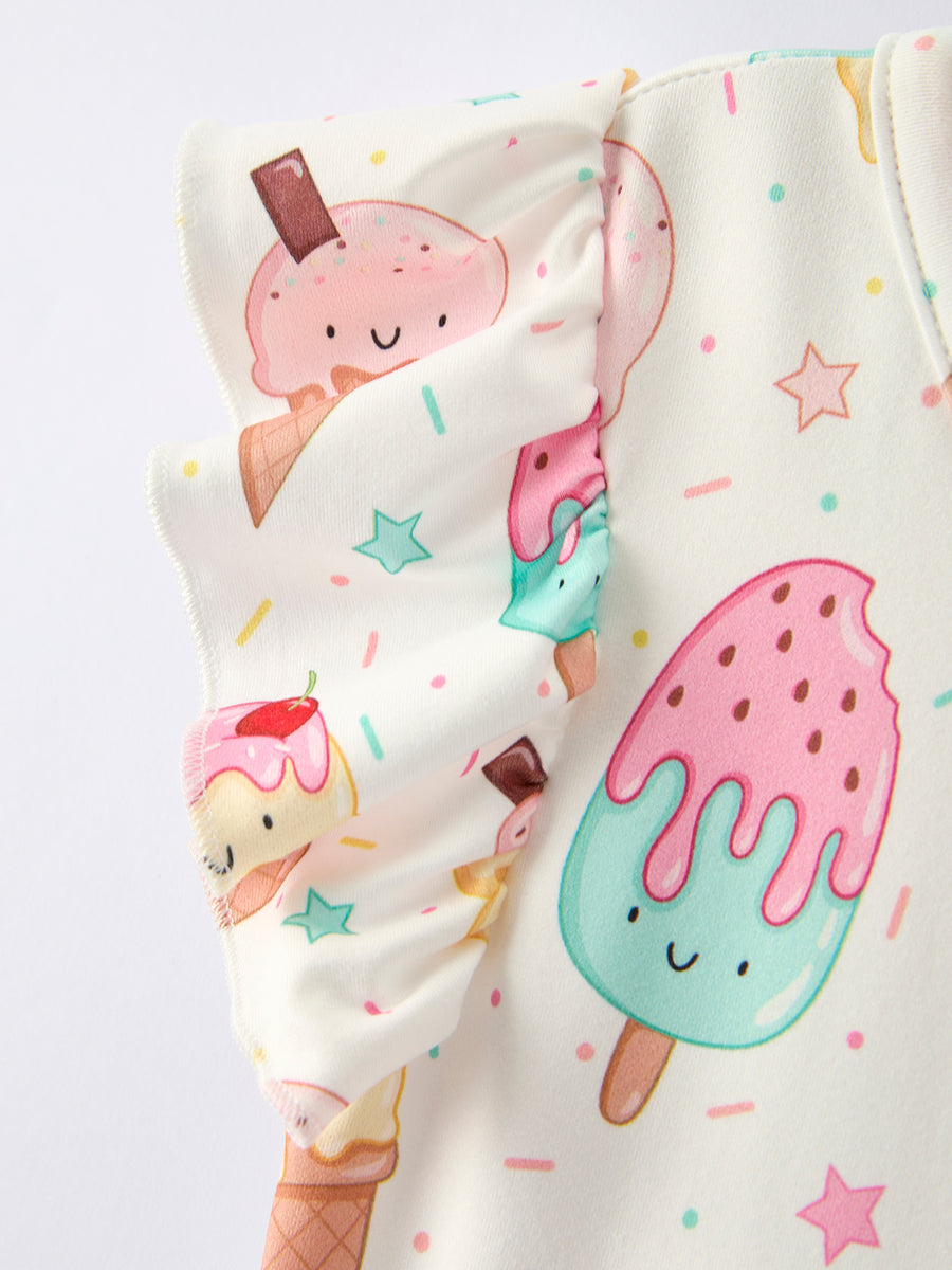 Colorful Ice Cream Pattern Girls Summer Dress