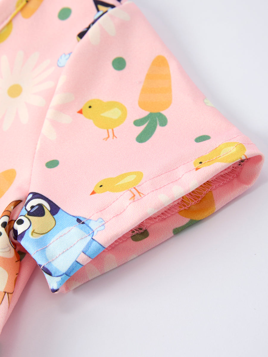 Easter Character Print Short-sleeved Dress