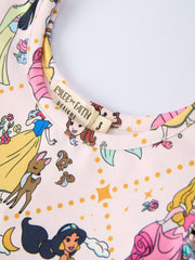 Summer Character Pattern Ruffle Sleeve Girls Dress