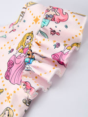 Summer Character Pattern Ruffle Sleeve Girls Dress