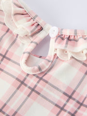 Western Horse Embroidered Smocked Plaid Baby Girl Romper