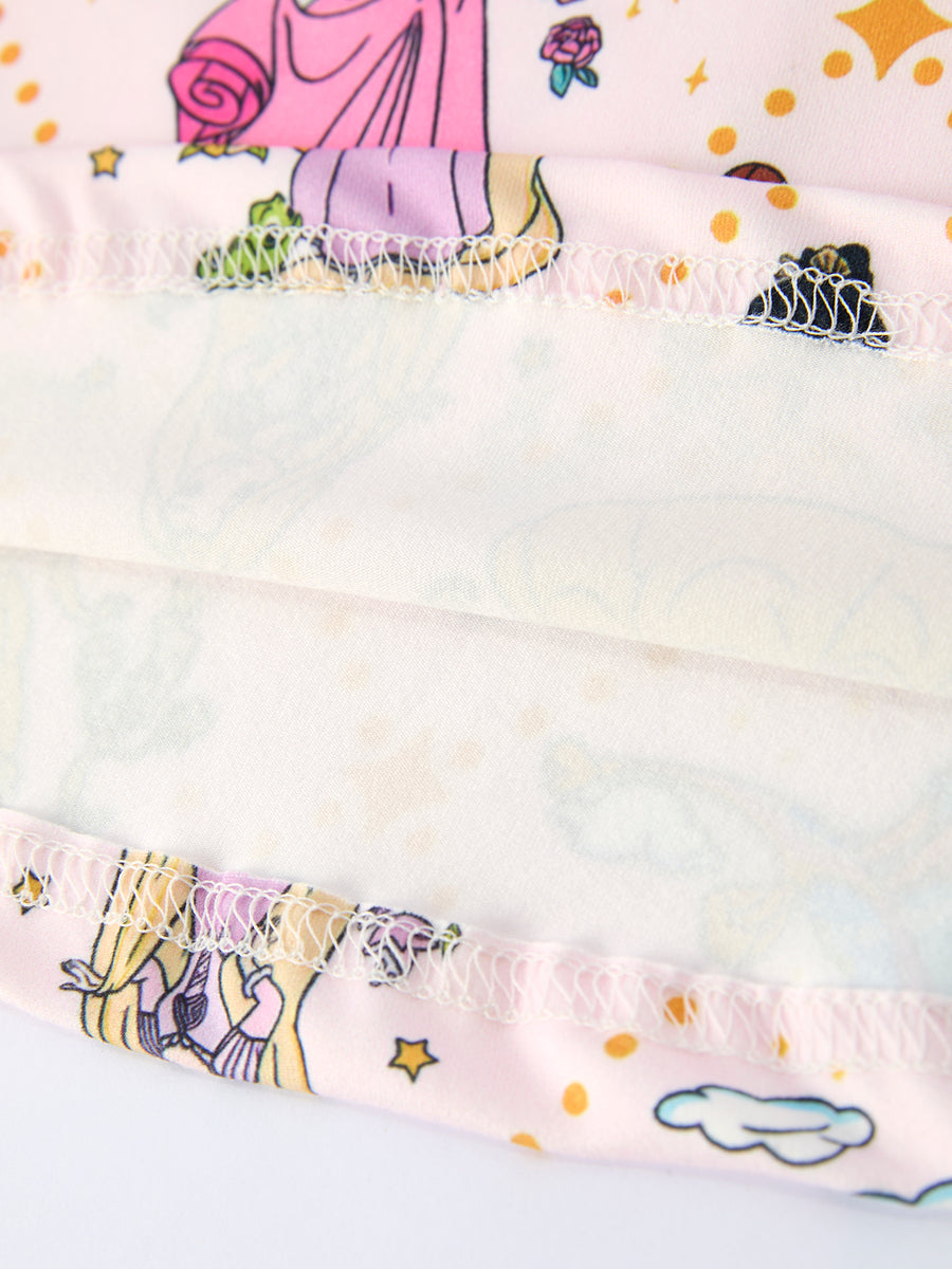 Summer Character Pattern Ruffle Sleeve Girls Dress