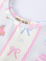 Easter Egg and Cross Print Christening Girls Dress