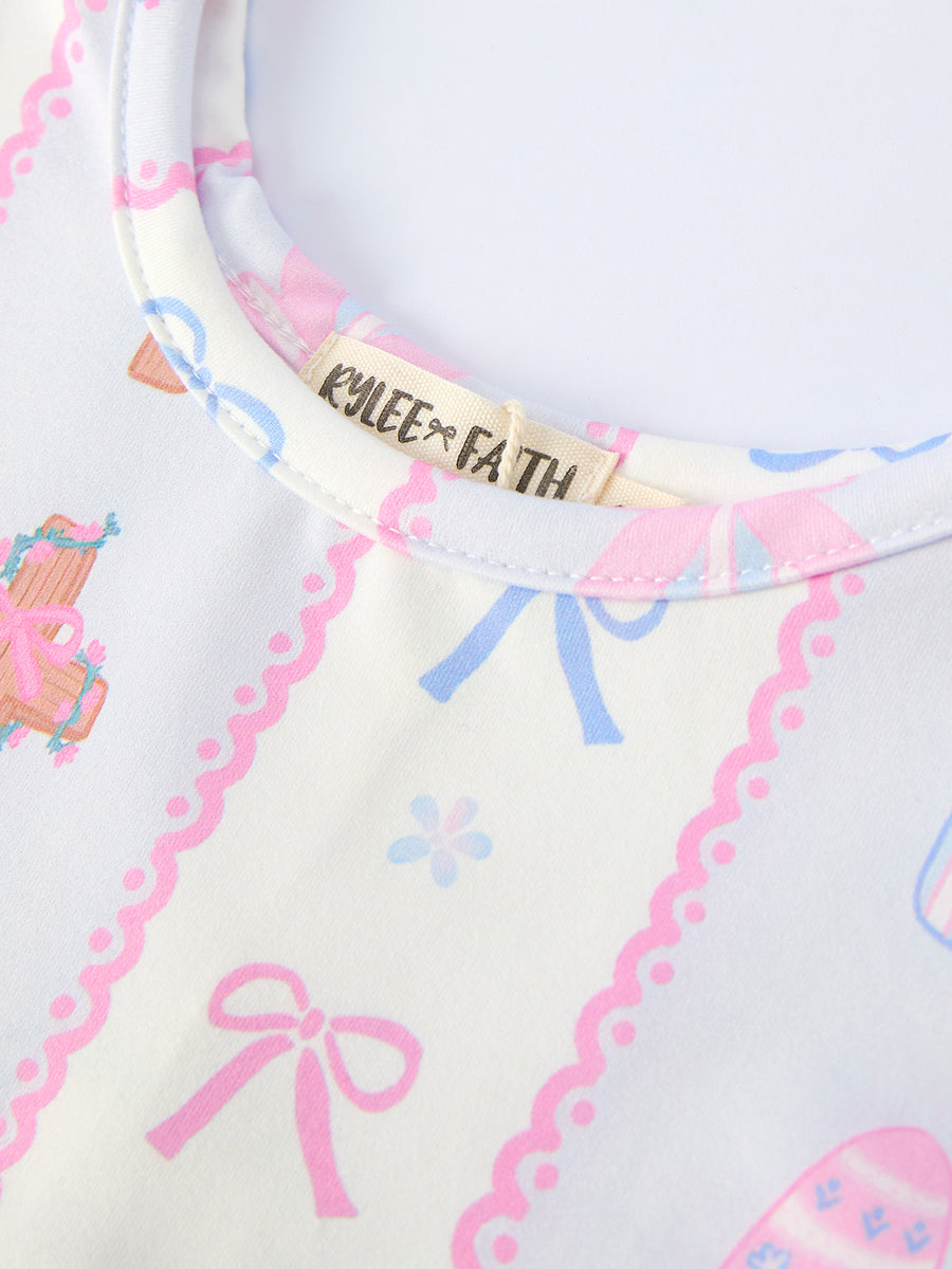 Easter Egg and Cross Print Christening Girls Dress