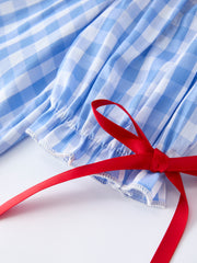 Girls Summer Strawberry Bow Embroidered Smocked Dress