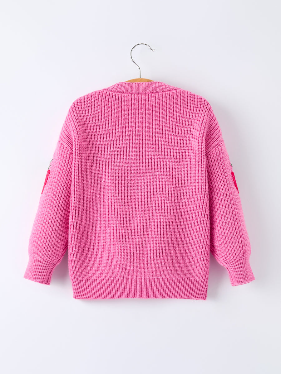 Girls' Valentine's Day Strawberry Cardigan Sweater