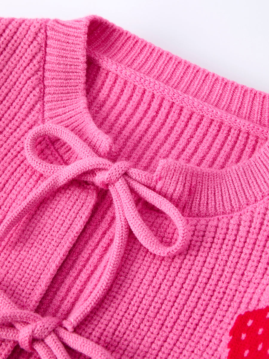 Girls' Valentine's Day Strawberry Cardigan Sweater