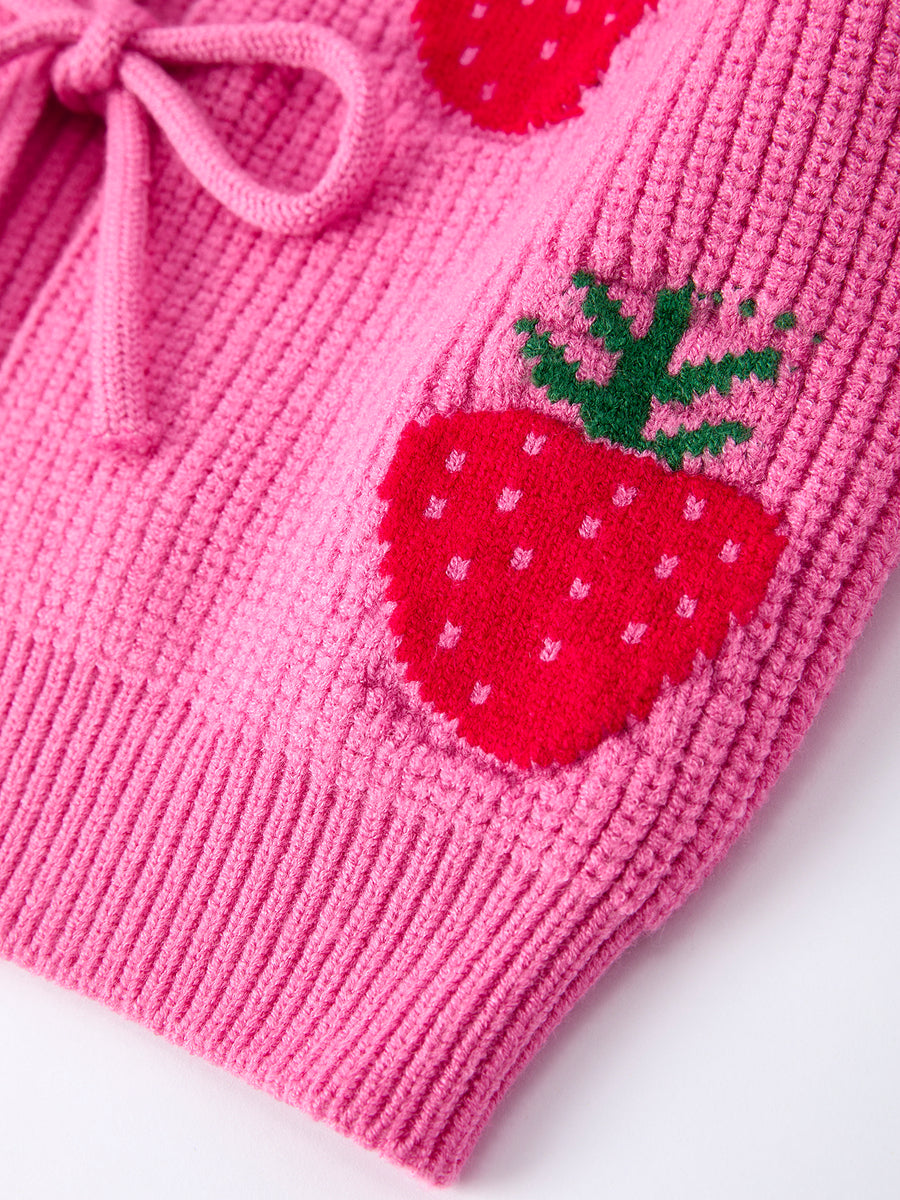 Girls' Valentine's Day Strawberry Cardigan Sweater