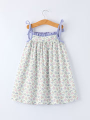 PREORDER  Spring Purple Floral Embroidered Smocked Bow Girl Dress