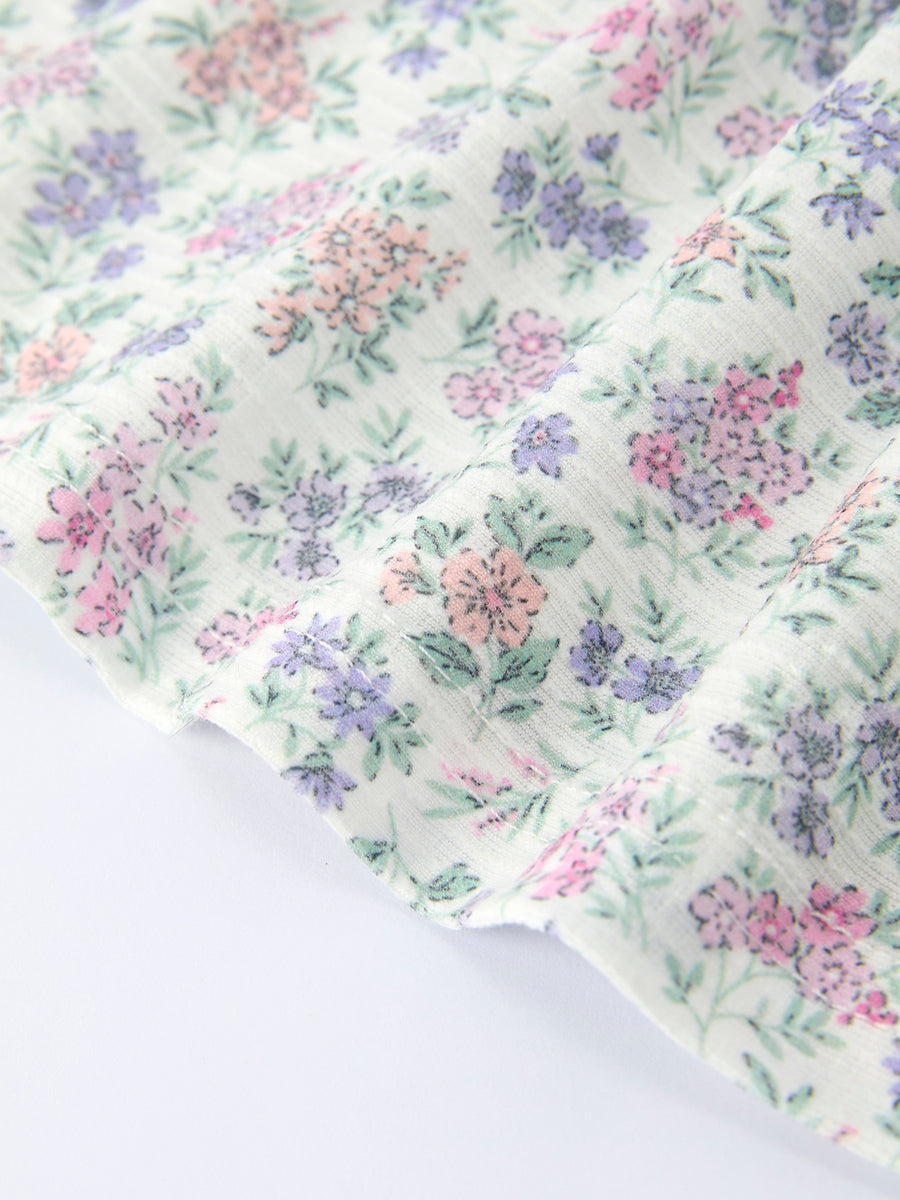 PREORDER Purple Floral Smocked Embroidery Baby Girls Bloomers Set