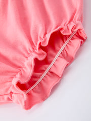 Spring Pink Bow Teddy Smocked Embroidery Baby Girls Bloomers Set