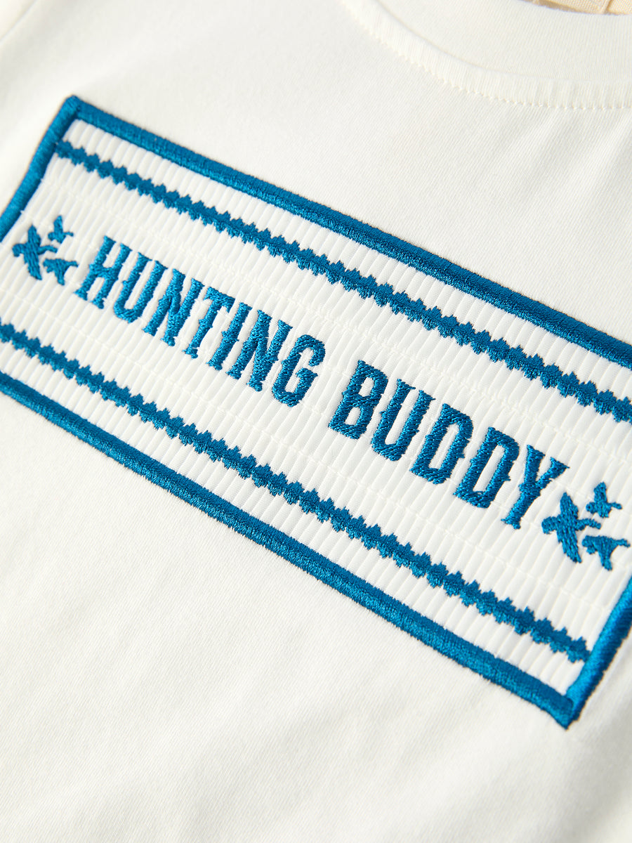 Camouflage "HUNTING BUDDY" Smocking Embroidery Boys Outfit