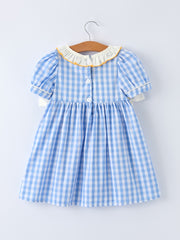 Spring Daisy Bow Smocked Toddler Girl Dress