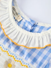 Spring Daisy Bow Smocked Toddler Girl Dress