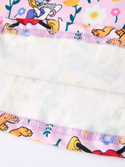 Easter Characters Floral Print Purple Girls' Dress