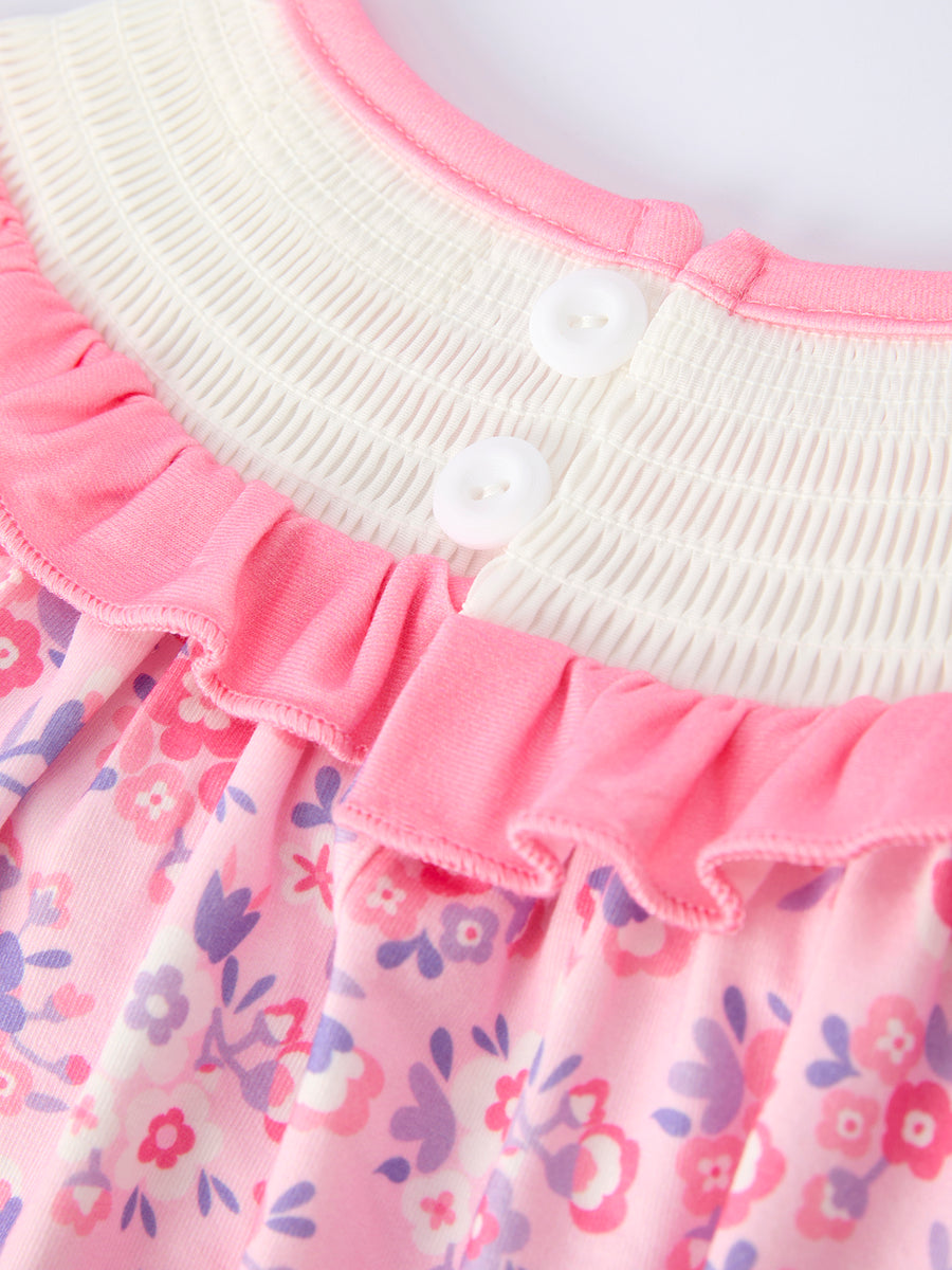 Floral Smocked Church Christ Bishop Christening Girls Dress