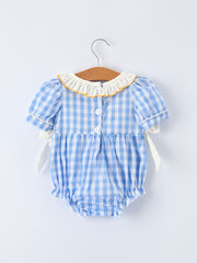 Spring Daisy Bow Smocked Baby Girl Romper