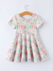Spring Pastel Floral Girls Casual Dress 4 Spring Pastel Floral Girls Casual Dress 4