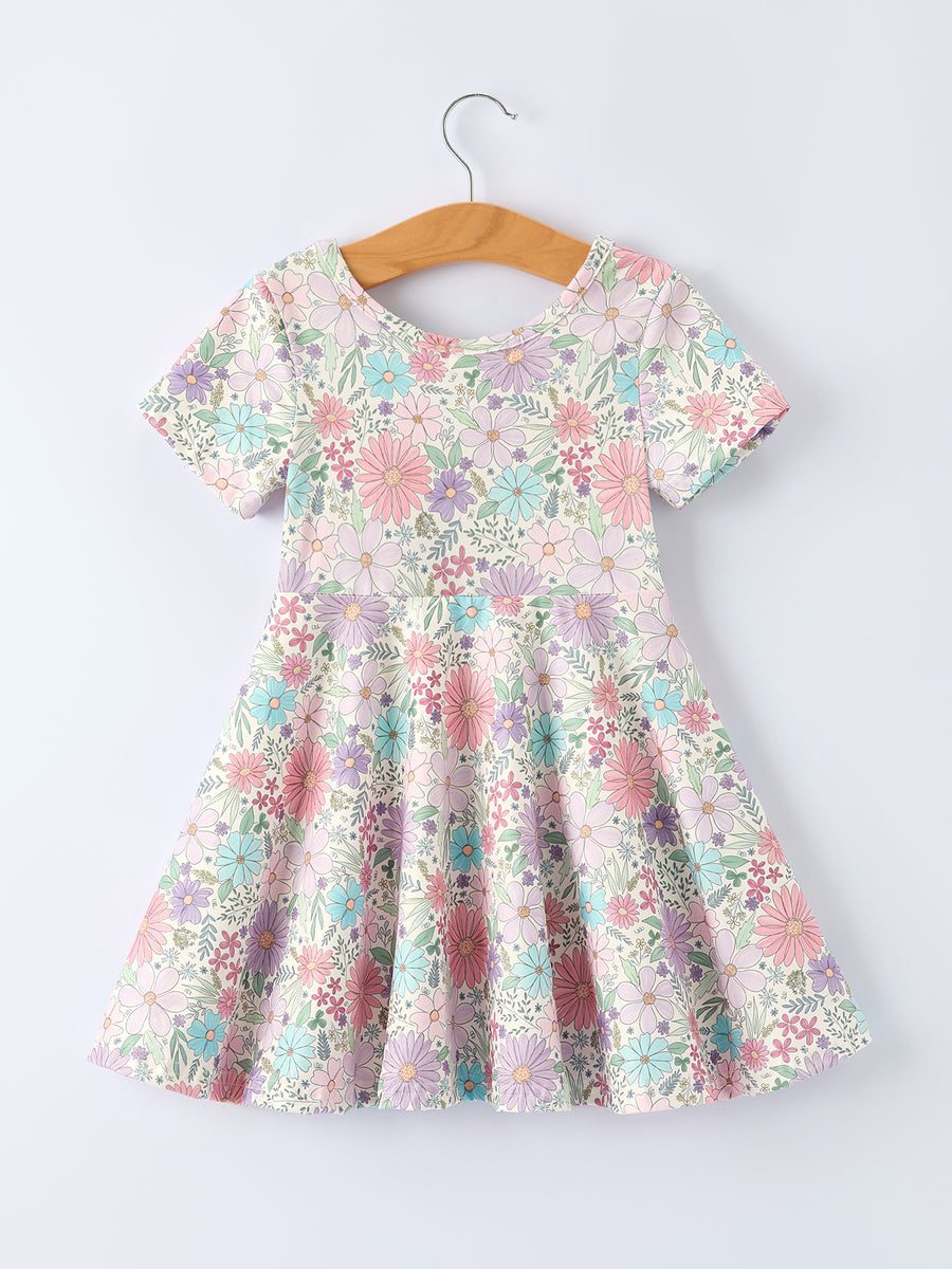 Spring Pastel Floral Girls Casual Dress 4 Spring Pastel Floral Girls Casual Dress 4