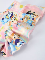 Rainbow Characters Print Girls Ruffle Dress