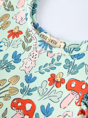 Easter Bunny and Mushroom Print Girls' Dress