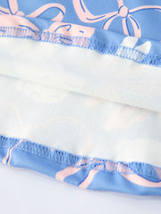 Easter Bunny Bow Pastel Girls Ruffle Hem Dress