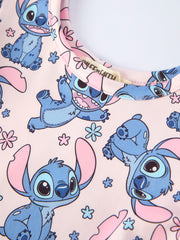 Pink Character Print Flutter Sleeve Girls Dress