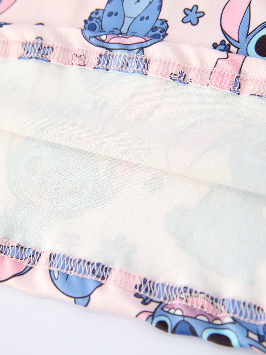 Pink Character Print Flutter Sleeve Girls Dress