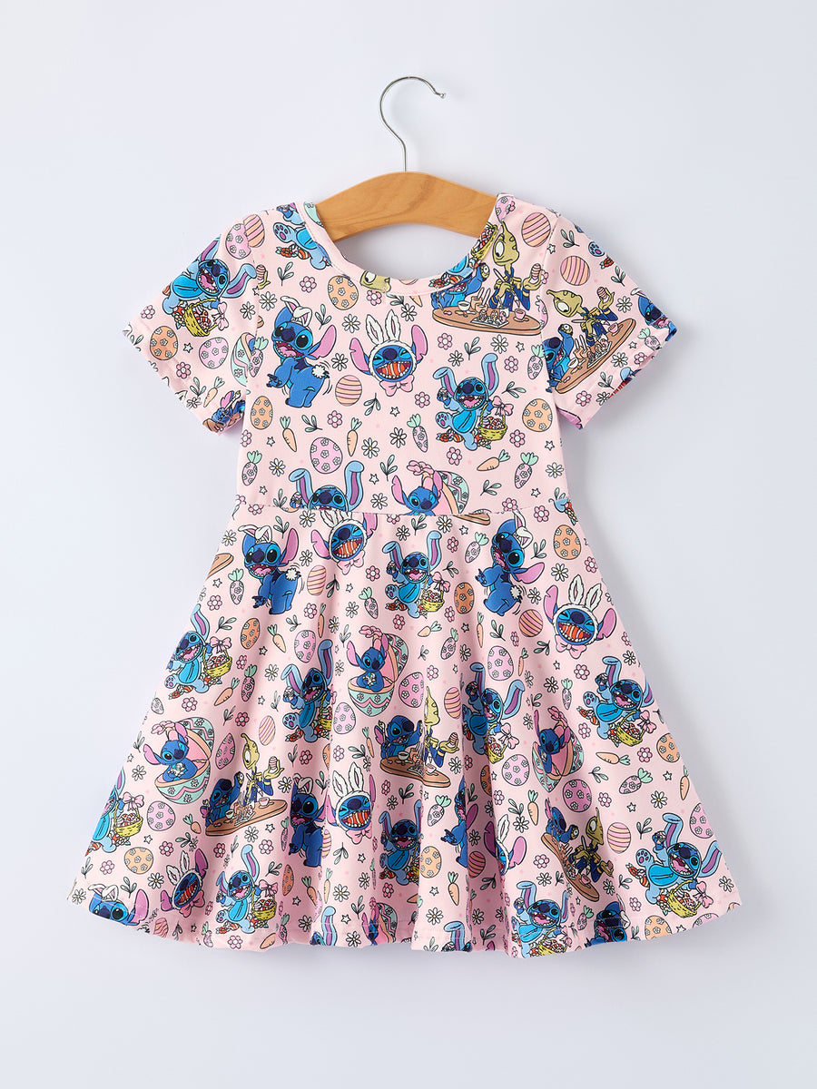 Easter Egg Character Carrot Print Girls' Dress