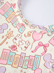 Pastel Magical Theme Girls Flutter Sleeve Dress