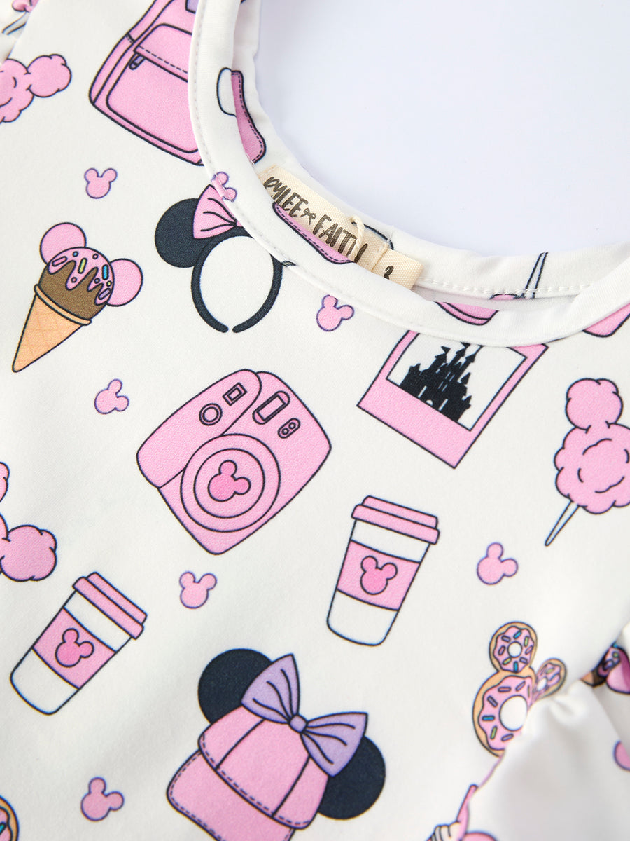 Magical Pink Character Camera Print Girls Twirl Dress