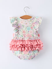 Girls Pink Floral Sleeveless Baby Girls Romper