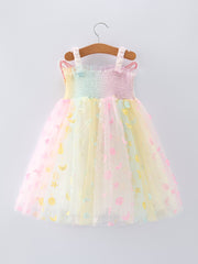 Pastel Rainbow Sequin Tulle Party Girls Dress