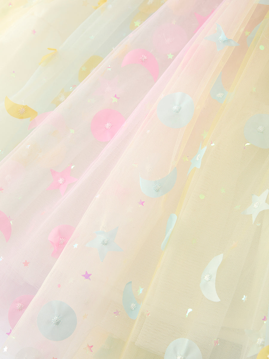 Pastel Rainbow Sequin Tulle Party Girls Dress