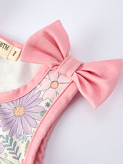 Girls Pink Floral Sleeveless Vest Top and Shorts Set